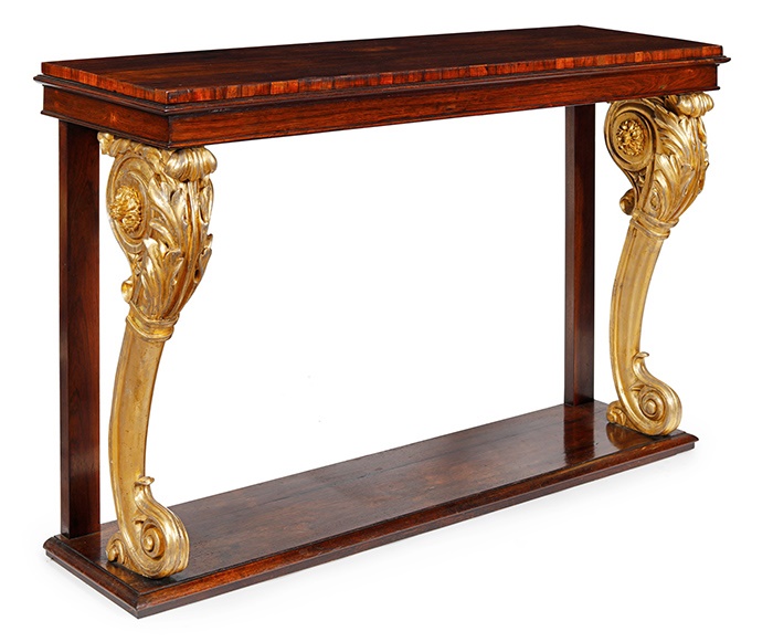 LOT 233 | REGENCY ROSEWOOD AND GILT WOOD CONSOLE TABLE